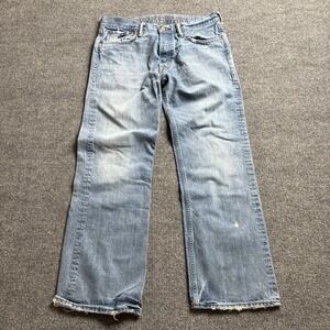 Y2k Ruehl No.925 Mercer Wide Leg Bootcut Jeans Men's 32x30 Button Fly Distressed